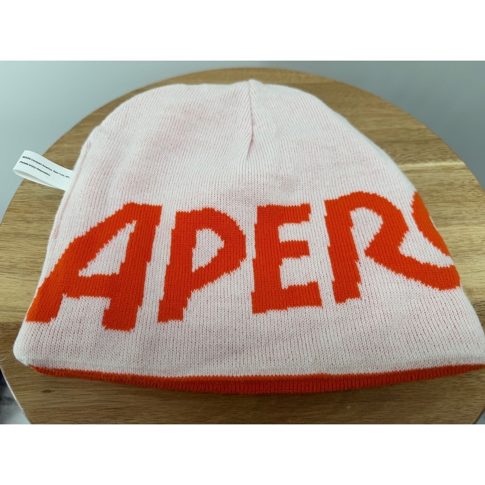 NEW Aperol Reversible Orange White Knit Beanie Hat One Size Fits Most - Picture 5 of 7